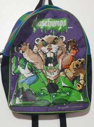 Goosebumps Vintage Backpack Book Bag 1997 R L Stine Parachute Press Rare 2