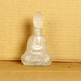 Vintage Buddha Shape Long Fine Heavy Cut Glass Victorian Perfume Bottle 11008