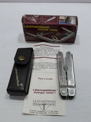 Usa 1994 Leatherman Tool Black Leather Sheath Box Vintage