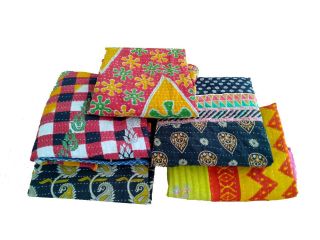 5 PC Indian Kantha Quilts Handmade Vintage Reversible Blanket Bedspread Ethnic 3