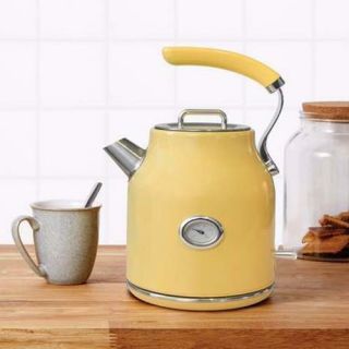 Retro Yellow Kettle Jug Vintage Cute Hot Water Kitchen Boil Temperature Gauge Uk