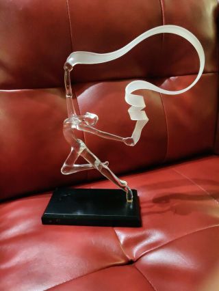 Vintage 1987 Milon Townsend Art Glass Sculpture Ballet Dancer With Ribbon