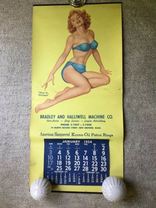 Vintage Pin Up Advertising Calendar “maid In Muskegon” By Ben - Hur Baz 1954