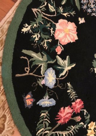 Claire Murray Handmade Hooked Rug RARE RETIRE Floral Butterfly Snail Ladybug 60” 3