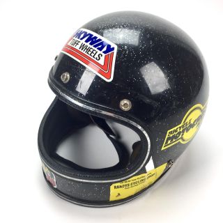 Vintage Bmx Bike Helmet,  Metallic Flake W/ Stickers Skyway Tuff Wheels Jt Racing