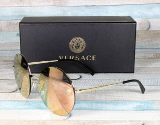 Versace Ve2176 - 12524z Pale Gold Grey Mirror Rose Gold 59 Mm Women 