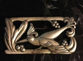 Signed Norseland By Coro Sterling Silver Art Nouveau Dove Bird Brooch Pin Wed Nr