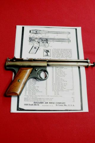 Vintage Benjamin Air Pistol Model 122 Brass Barrel And Receiver