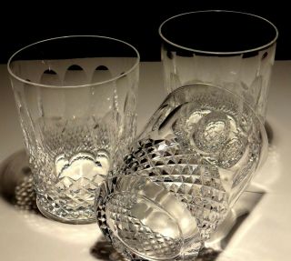 3 Vintage Waterford Crystal Colleen Double Old Fashiond Glasses 4 3/8 " Ireland