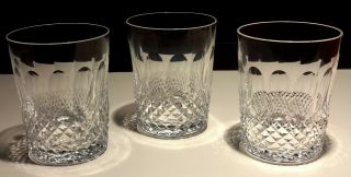 3 VINTAGE WATERFORD CRYSTAL COLLEEN DOUBLE OLD FASHIOND GLASSES 4 3/8 