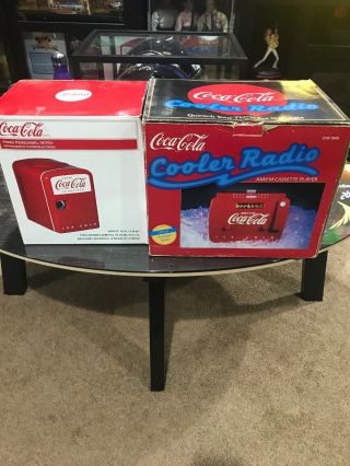 Vintage Coca - Cola Radio Cooler A.  M.  Fm And Cassette Plus Coca Cola Mini Fridge