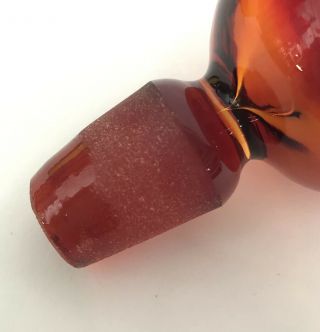 Vintage Joel Myers Blenko Amberina Tangerine Coil Glass Decanter Ball Stopper 4