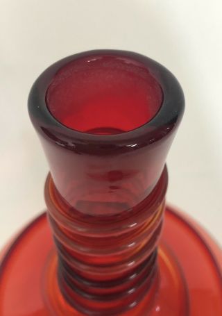 Vintage Joel Myers Blenko Amberina Tangerine Coil Glass Decanter Ball Stopper 7
