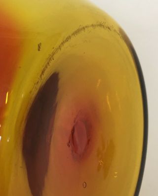 Vintage Joel Myers Blenko Amberina Tangerine Coil Glass Decanter Ball Stopper 8
