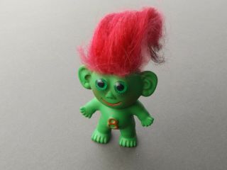 Vintage 1964 L Khem Moon Goon 8 Green Troll Doll With Magenta Hair