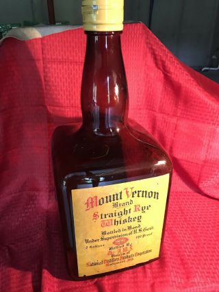 Vintage Mt Vernon Whiskey Display Bottle & Applied Label Pre Pro