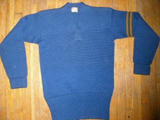 Vtg 40s 50s Mens Letterman Varsity Stadium Wool Pullover Stripe Shirt Sweater