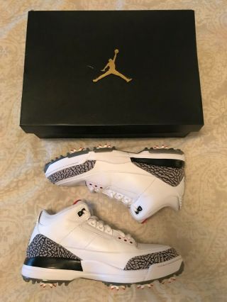 Air Jordan 3 Golf Shoe - Size 11.  5 - Very Rare - - White/red - Ds