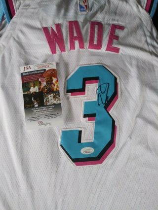 Dwyane Wade Signed Autograph Miami Heat Vice Rare Basketball Nba Jersey Jsa