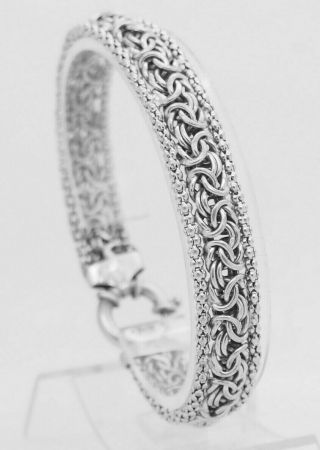 Vintage Sterling Silver/925 11mm Woven Byzantine Link Bracelet - 8 