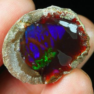 37.  85ct Natural Ethiopian Black Chocolate Opal Facet Rough Specimen Yqo3256