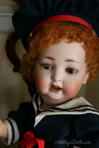 Antique Kley And Hahn 167 German Bisque Baby 21 In Antique Bisque Doll Skin Wig