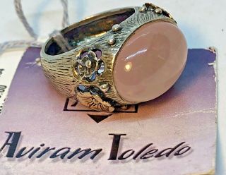 Aviram Toledo Israel Handmade Sterling & 14k Ring Sz 9