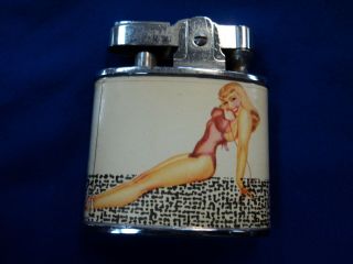 Vintage Flat Lighter Pin Up Nude Girl