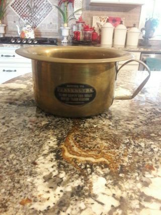 Vintage Brass Chamber Pot For Central Pacific Railroad 13 " X 5 5/8 "