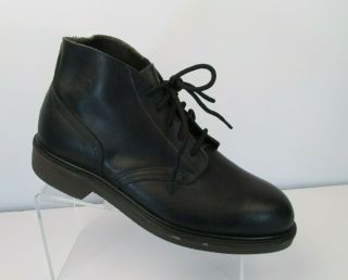 Vintage Military Ankle Boots Mens Sz 9.  5 Black Leather Chukka Lace Up Steel Toe