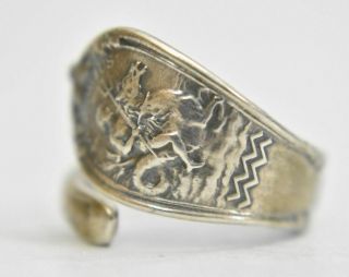 Aquarius spoon Ring January Poseidon birthday sterling silver size 6.  5 adj 5