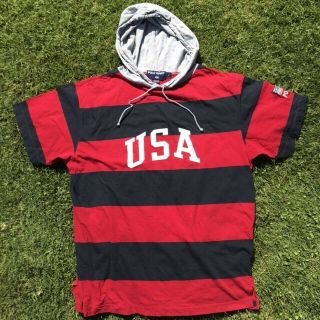 Rare Vintage Polo Sport Ralph Lauren Shirt Hoodie Tee Rugby Usa Striped Men’s L