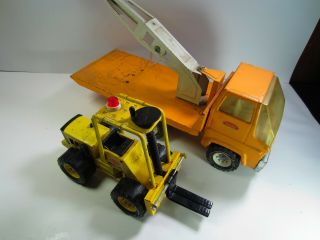 Vintage Tonka Orange Flatbed Truck & Forklift Xr - 101