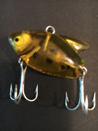 Vintage Heddon Sonic Fishing Lure.  Rare Clear Golden Yellow Color