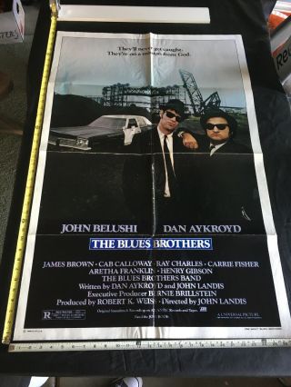 Vintage 1980 Blues Brothers 1 - Sh Theater Movie Poster Belushi Aykroyd