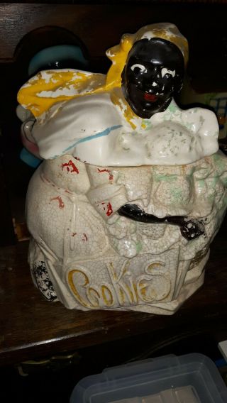 Vintage Pottery Mccoy Cookie Jar " Mammy With Cauliflowers "