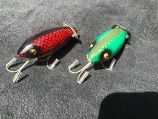 Heddon Dowagiac Crab Wiggler Fishing Lure / Green Red Blue Scale/ Vr Custom