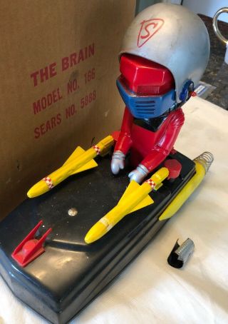 Rare Z Man The Brain Programmable Vintage Robot Space Age Car Toy W/ Box 2