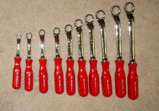 Mac Tools 10 Piece Offset 12 Point Red Handled Wrench Set Bopa Rare