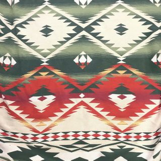 Vtg Beacon Blanket Camp Queen Red Green Orange Southwest Native American Cotton
