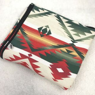 Vtg Beacon Blanket Camp Queen Red Green Orange Southwest Native American Cotton 3