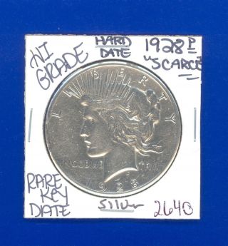 1928 Peace Silver Dollar Hi Grade U.  S.  Rare Key Coin 2640