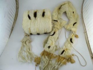 Antique Art Deco Mink Fur Muff Silk Collar Lace Fancy Work Hair 1920s Vintage