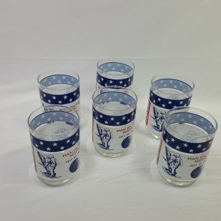 Apollo 11 Vintage Man On The Moon July 20 1960 6 Piece Glass Set 4 Inches Tall