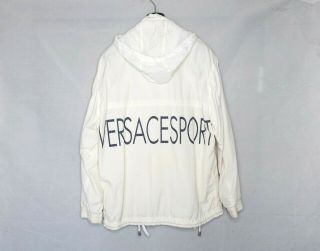 Versace Sport Mens Jacket Off White Hooded Light Vintage Coat 50 L Gianni