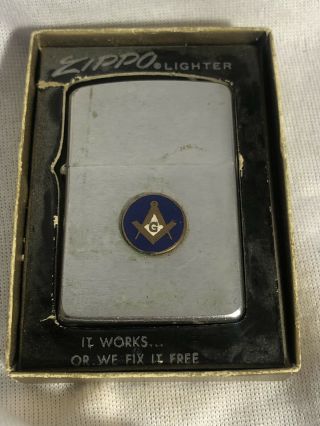 Vintage Collectible 1958 Zippo Mason Lighter Needs Fluid & Flint Masonic
