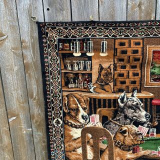 Vintage Dogs Playing Poker Cloth Tapestry wall hanging Carpet Rug 2