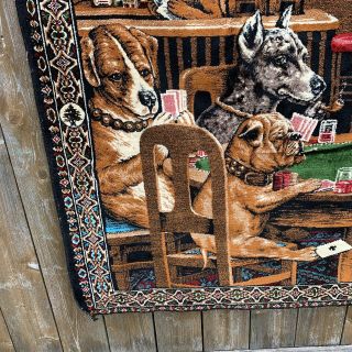 Vintage Dogs Playing Poker Cloth Tapestry wall hanging Carpet Rug 3
