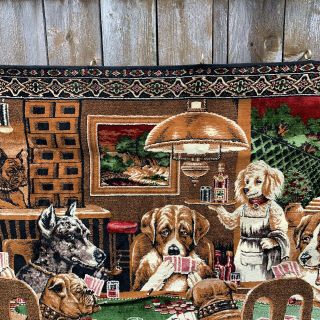 Vintage Dogs Playing Poker Cloth Tapestry wall hanging Carpet Rug 4