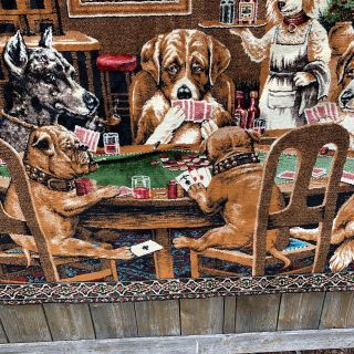 Vintage Dogs Playing Poker Cloth Tapestry wall hanging Carpet Rug 5